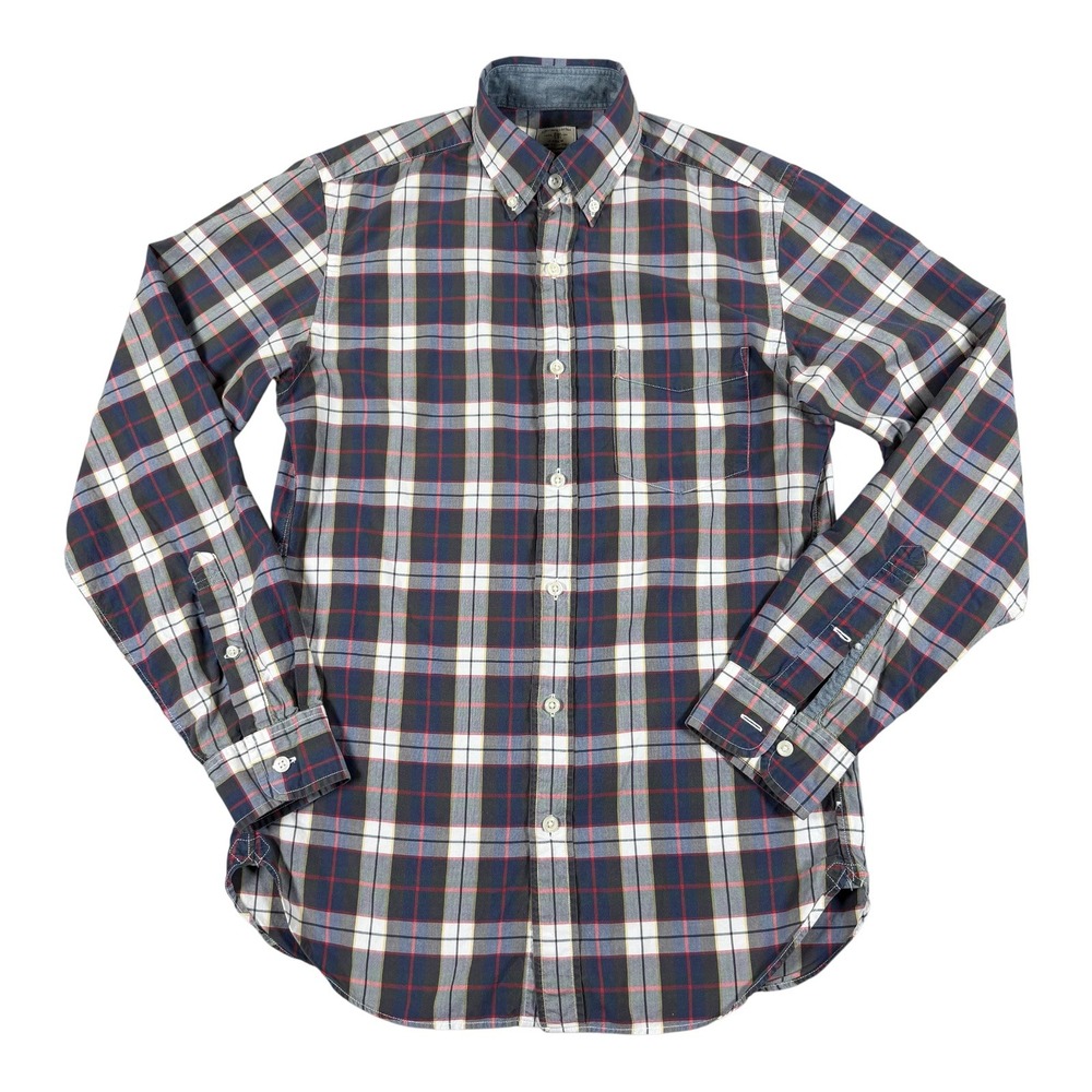 J.Crew Boys XS 13 Plaid Button Down Shirt Long Sleeve 100% Cotton Blue Red